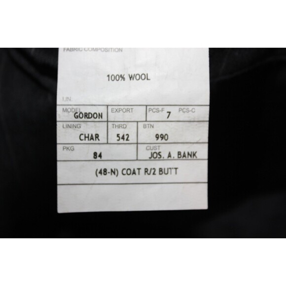 Jos A Bank Black Striped Wool 2 Piece Suit Men's 2 Btn 46L Pleated Fronts 39" W - Picture 9 of 13